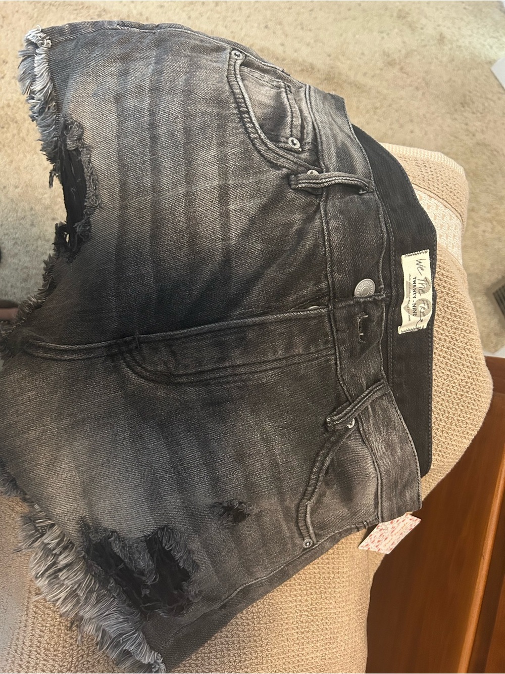 We The Free Distressed Black Denim Cutoff Shorts